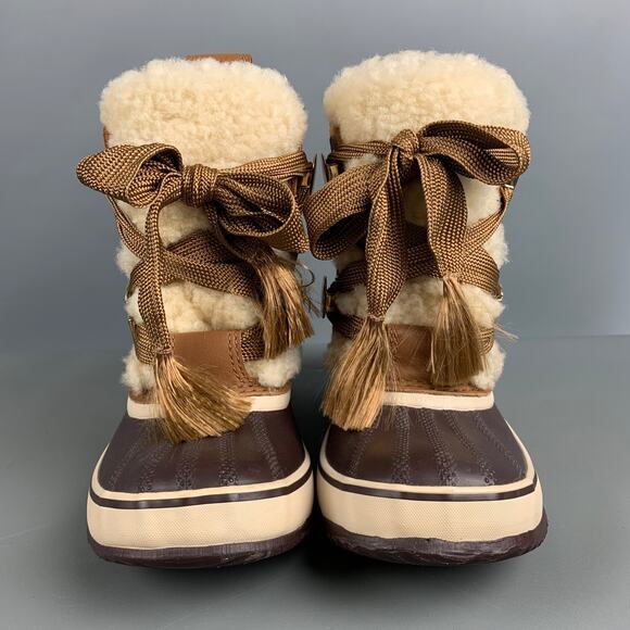 CHLOE Size 6.5 Beige Brown Suede Mixed Materials Boots - Picture 4 of 8